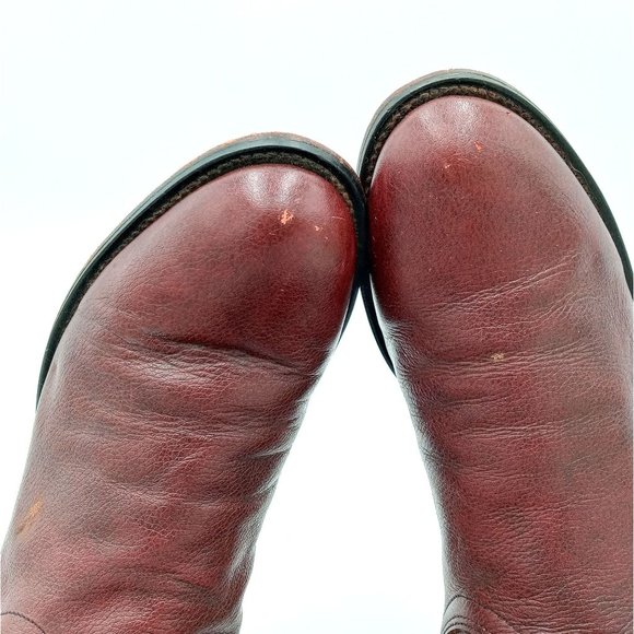 Justin Roper Cowboy Boots Womens 7 B Burgundy Leather Western Cowgirl - Picture 9 of 12